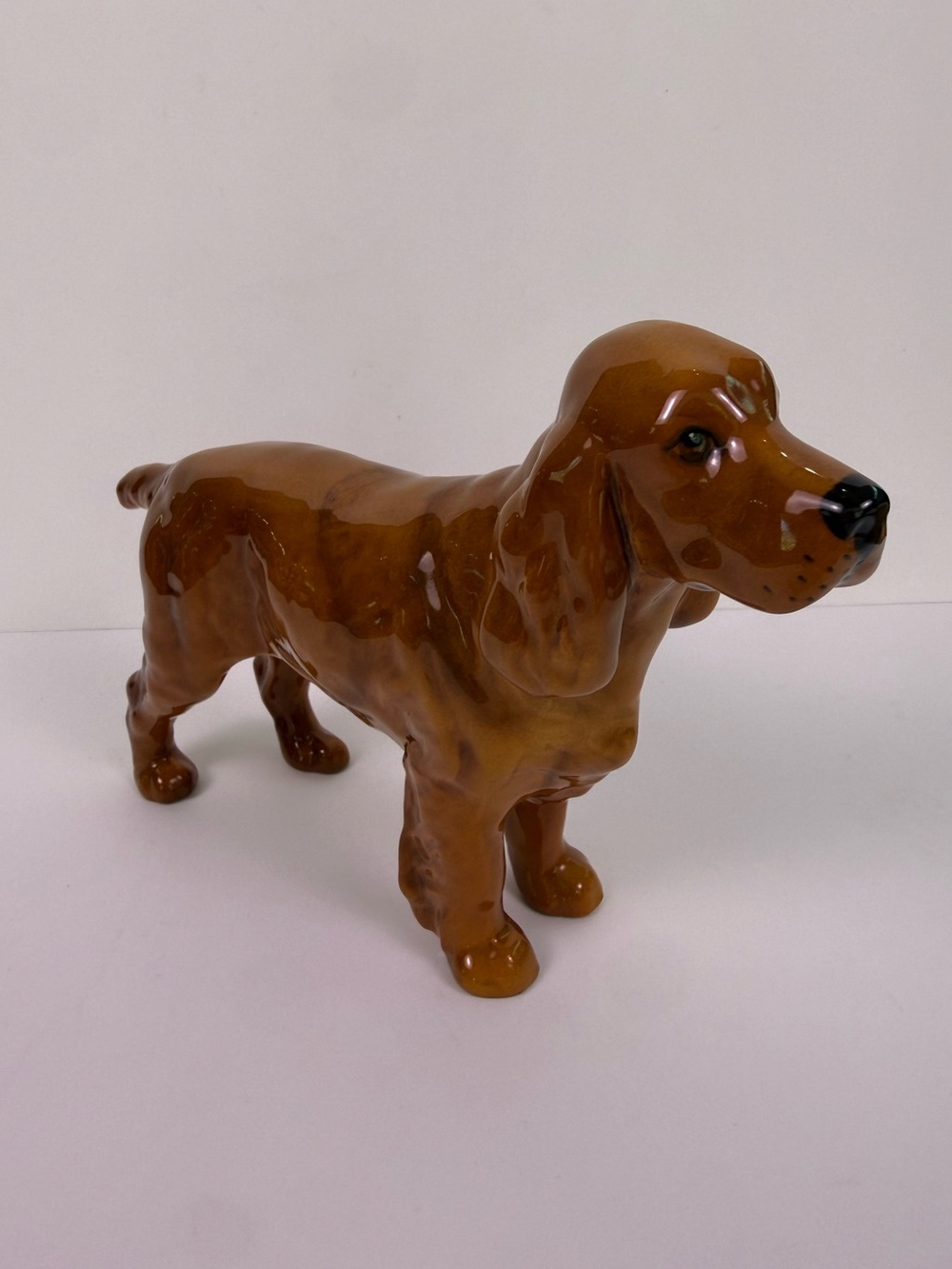 Vintage Beswick England Horseshoe Primula Spaniel Dog Figurine Glossy Brown